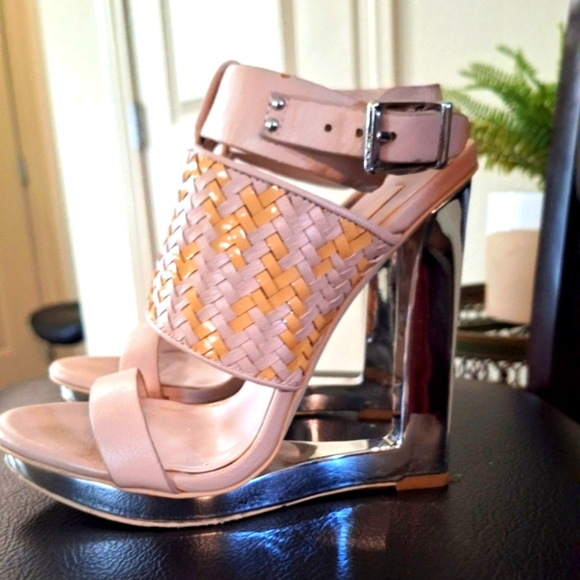 BCBGMaxAzria Shoes - BCBGMaxAzria Ma-Meteur Leather Cutout Wedge Heel Ankle Sandal